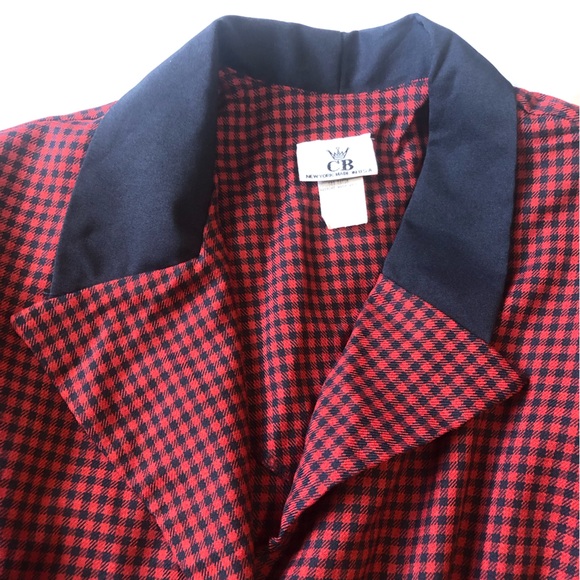 Vintage CB Dress 16 Houndstooth Red/Black Short Sleeves Button Front Bac… - Picture 9 of 11